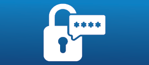 Lock and secured password icon on a blue background