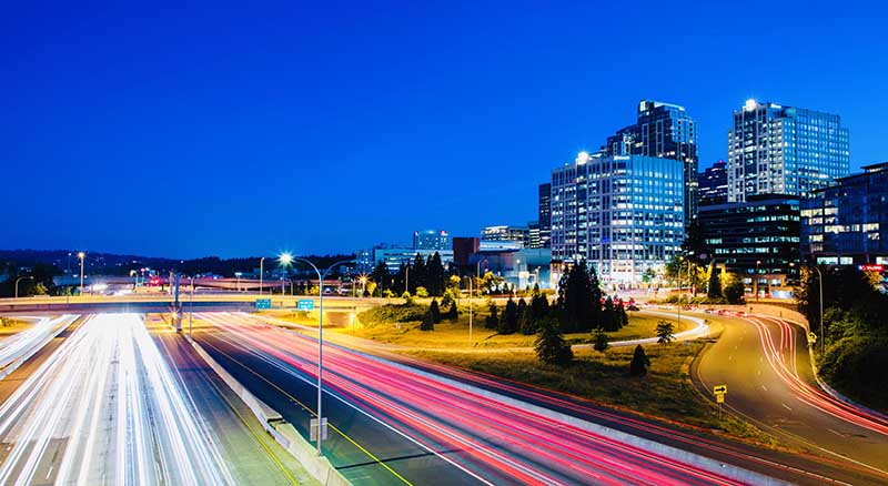 Bellevue cityscape at night