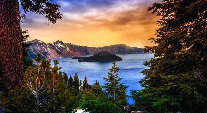 Sunset over Crater Lake, Oregon