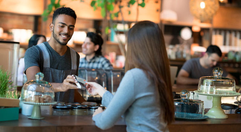 Customer uses Banner credit card to make contactless payment