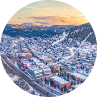 Park City, Utah arial view in winter