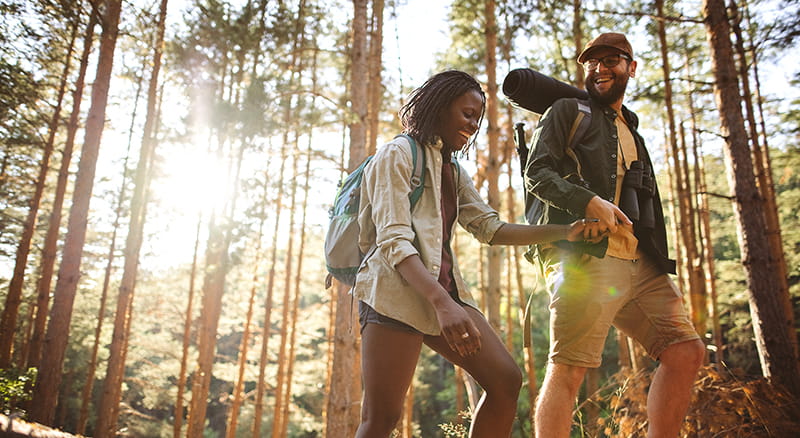 Man and woman hiking