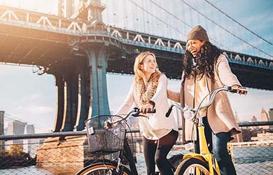 Women biking in NYC