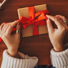 Package tied with ribbon