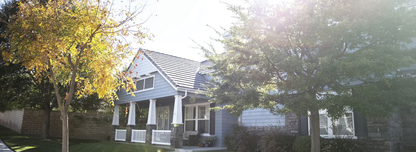 Yard and front porch of new home financed by Banner Bank