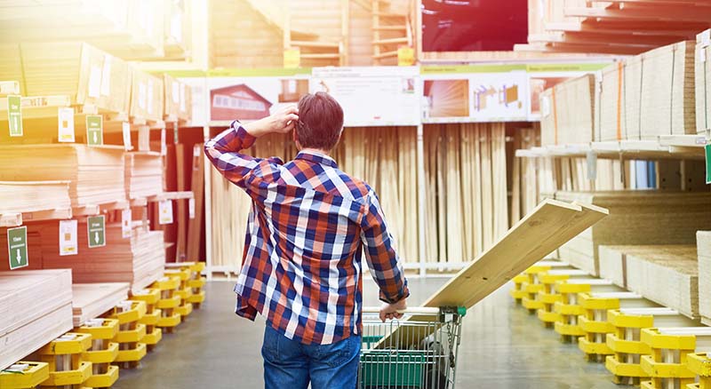 Person shopping at hardware store