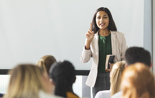 Woman teaching a class