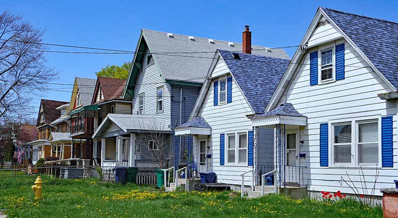 Row of houses in America 