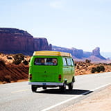 Van driving through Utah