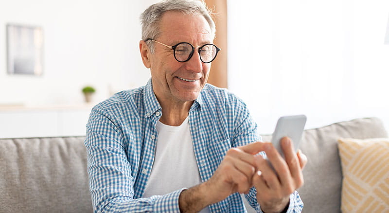 Man using smartphone