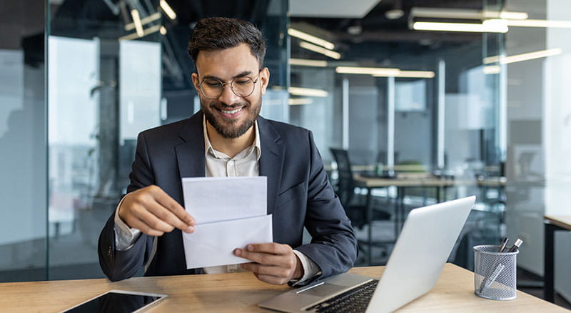 Person looking at paperwork in the office