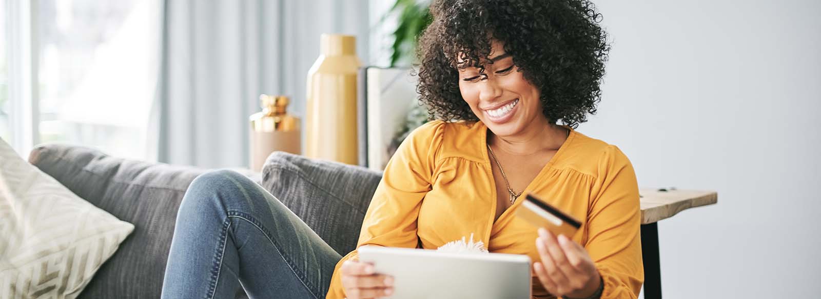 Person earning cash back using debit card online